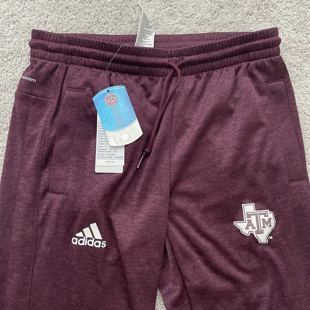New Adidas Texas A&M Aggies Sweatpants Tapered Men's Small Maroon AV1908